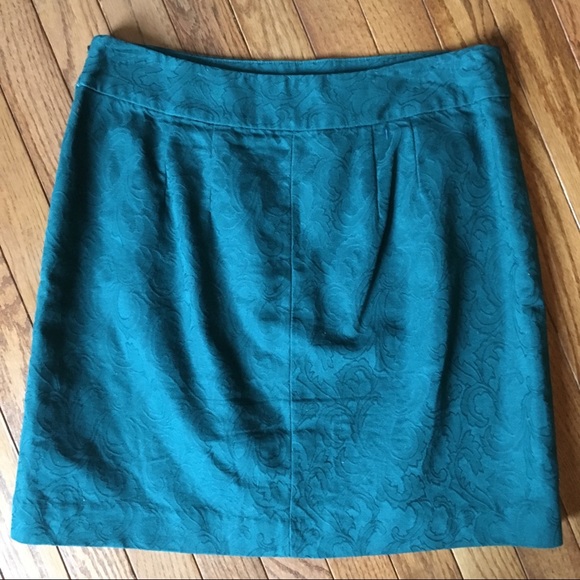 Ann Taylor LOFT Teal Green Damask Mini Skirt 6 - Picture 2 of 7